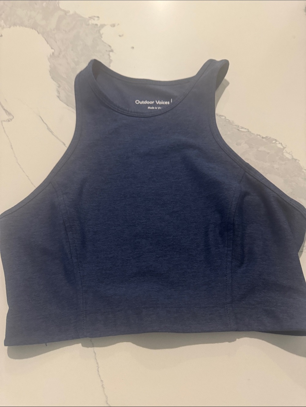 Outdoor Voices Navy High-Neck Crop Tank Top